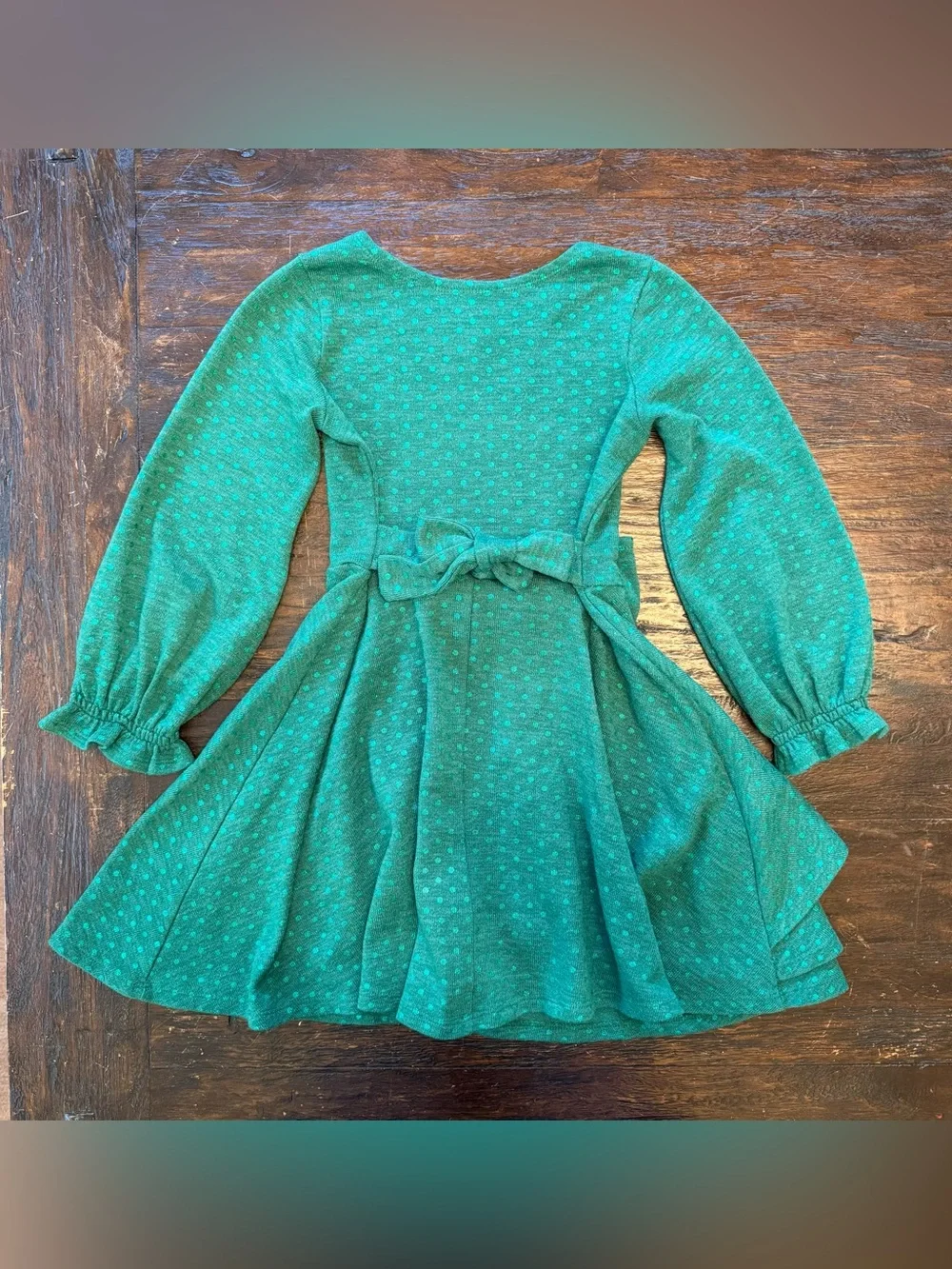 Bonnie Jean Holiday Dress Green Long Sleeve Sparkle Twirl 8